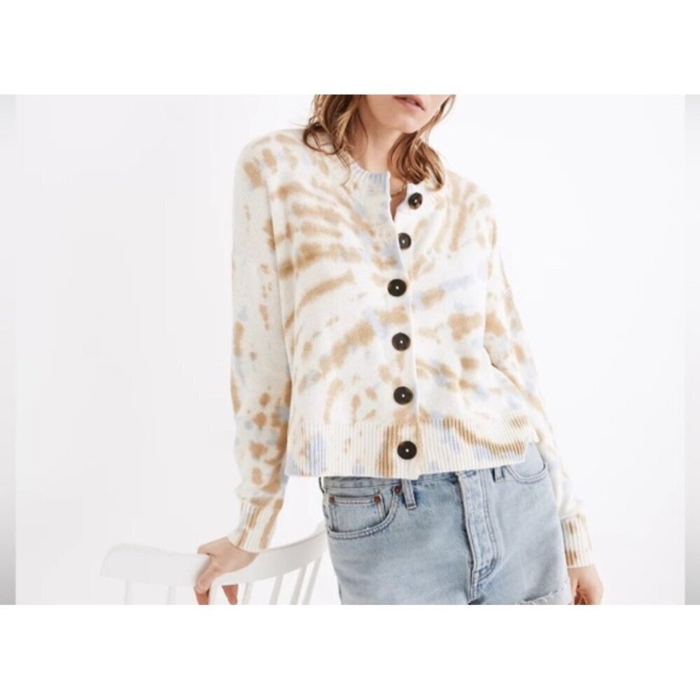 Madewell Tie-Dye Broadway Button Down Crewneck Women Cardigan Sweater size XXS